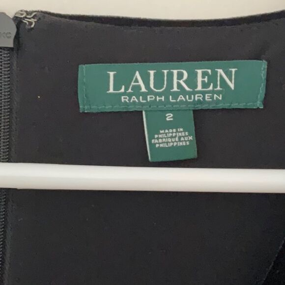 RALPH LAUREN NWT VELVET V NECK LONG SLEEVE A LINE DRESS BLACK SIZE 2 - Picture 4 of 13